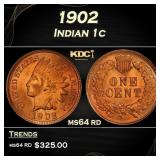 1902 Indian Cent . 1c Grades ms64 rd
