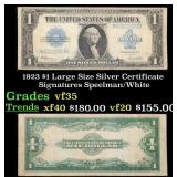 1923 $1 large size Silver Certificate Grades vf++