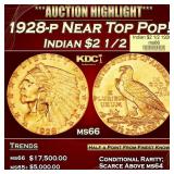 1928-p Gold Indian Quarter Eagle Near Top Pop! $2