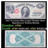 1917 $1 Large Size Legal Tender Note Grades vf++ S