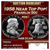 1958 Proof Franklin Half Dollar Near Top Pop! 50c
