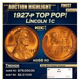 1927-p Lincoln Cent TOP POP! 1c ms68 rd SEGS