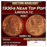 1930-s Lincoln Cent Near Top Pop! 1c ms66+ rd SEGS