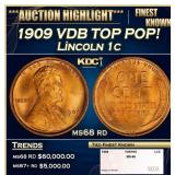 1909 VDB Lincoln Cent TOP POP! 1c ms68 rd SEGS