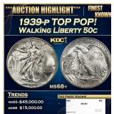 1939-p Walking Liberty Half Dollar TOP POP! 50c ms