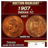 1907 Indian Cent . 1c ms66 rd SEGS