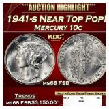 1941-s Mercury Dime Near Top Pop! 10c ms68 FSB SEG