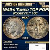 1949-s Roosevelt Dime Toned TOP POP! 10c ms68+ SEG