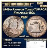 1949-d Franklin Half Dollar Rainbow Toned TOP POP!
