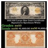 1922 $20 Large Size Gold Certificate Grades Select