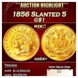 1856 Slanted 5 Gold Dollar $1 ms64+ SEGS
