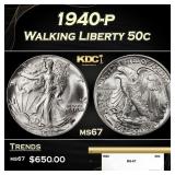 1940-p Walking Liberty Half Dollar 50c ms67 SEGS