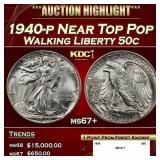 1940-p Walking Liberty Half Dollar Near Top Pop 50
