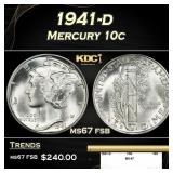 1941-d Mercury Dime 10c ms67 fsb SEGS