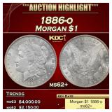 1886-o Morgan Dollar $1 ms62+ USCG