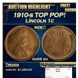 1910-s Lincoln Cent TOP POP! 1c ms66 bn SEGS