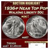 1936-p Walking Liberty Half Dollar Near Top Pop 50