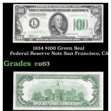 1934 $100 Green Seal Federal Reserve Note San Fran