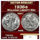 1936-s Walking Liberty Half Dollar 50c ms66 SEGS