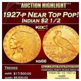1927-p Gold Indian Quarter Eagle Near Top Pop! $2