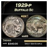 1929-p Buffalo Nickel 5c Grades ms65