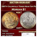 1887-p Morgan Dollar Colorfully Toned Near Top Pop