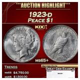 1923-d Peace Dollar $1 ms65+ SEGS