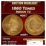 1860 Indian Cent Toned 1c ms65+ SEGS
