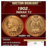 1902 Indian Cent . 1c ms66+ rd SEGS