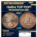 1945-s Washington Quarter TOP POP! 25c Grades ms68