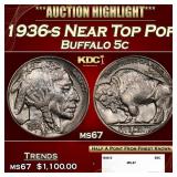 1936-s Buffalo Nickel Near Top Pop 5c ms67 SEGS