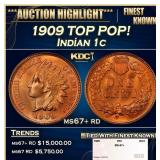 1909 Indian Cent TOP POP! 1c ms67+ rd SEGS