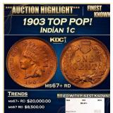 1903 Indian Cent TOP POP! 1c ms67+ rd SEGS