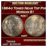1884-o Morgan Dollar Toned Near Top Pop $1 ms67 SE
