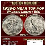 1939-d Walking Liberty Half Dollar Near Top Pop 50