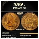 1899 Indian Cent . 1c Grades ms64+ rd