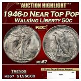 1946-d Walking Liberty Half Dollar Near Top Pop 50