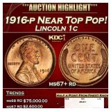1916-p Lincoln Cent Near Top Pop! 1c ms67+ rd SEGS