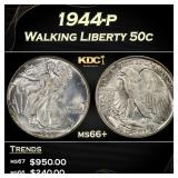 1944-p Walking Liberty Half Dollar 50c ms66+ SEGS