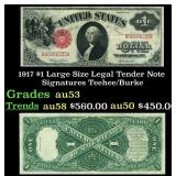 1917 $1 Large Size Legal Tender Note Grades Select