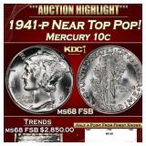 1941-p Mercury Dime Near Top Pop! 10c ms68 FSB SEG