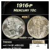 1916-p Mercury Dime 10c ms66+ fsb SEGS