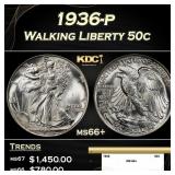 1936-p Walking Liberty Half Dollar 50c ms66+ SEGS