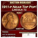1911-p Lincoln Cent Near Top Pop! 1c ms67 rd SEGS