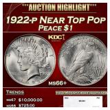 1922-p Peace Dollar Near Top Pop $1 ms66+ SEGS