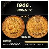 1906 Indian Cent . 1c Grades ms65 rd