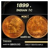 1899 Indian Cent . 1c Grades ms65 rd