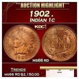 1902 Indian Cent . 1c ms66 rd SEGS