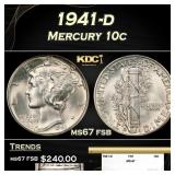 1941-d Mercury Dime 10c ms67 fsb SEGS