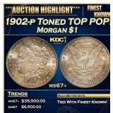 1902-p Morgan Dollar Toned TOP POP! $1 ms67+ SEGS